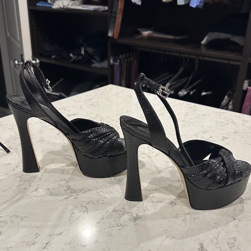 Michael Kors Black Textured Heels - Picture 4 of 7